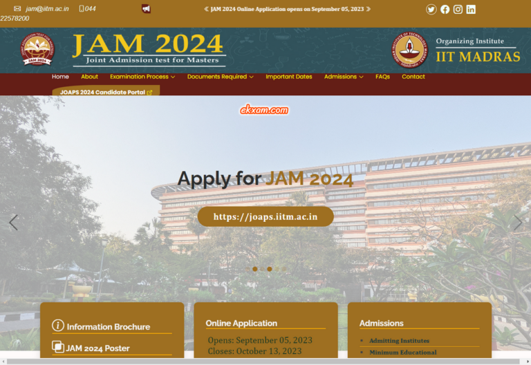 IIT Madras JAM 2024 Official Website